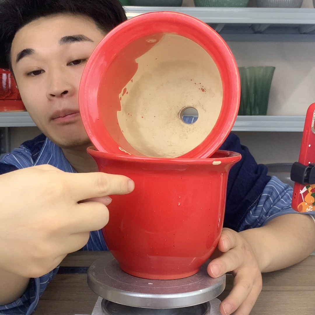 红陶微瑕/红色花盆14x13两个花盆