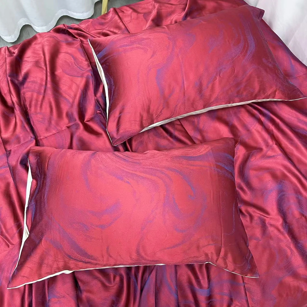 浪漫纪元-酒红色轻奢高精密织金宋锦枕套48*74cm两条装