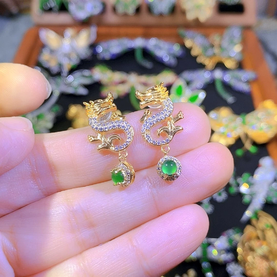 吊坠(不含链)银S925镶嵌翡翠