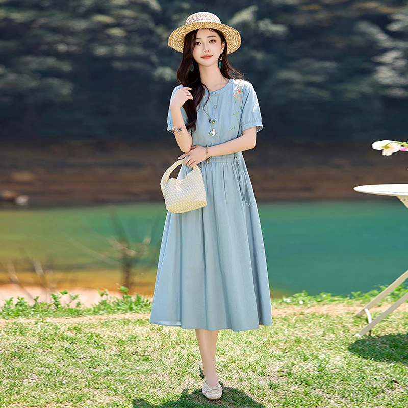 柏菲妮时尚休闲连衣裙女装2025新款夏装爆款气质显瘦公主收腰裙子