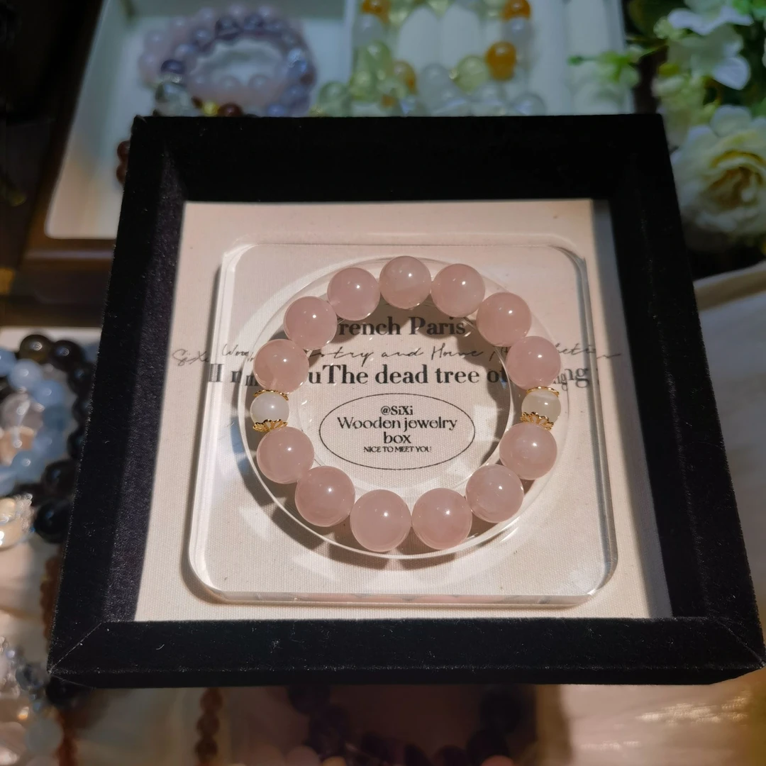 【月下桃夭】天然水晶手串马达加斯加【粉水晶】白月光