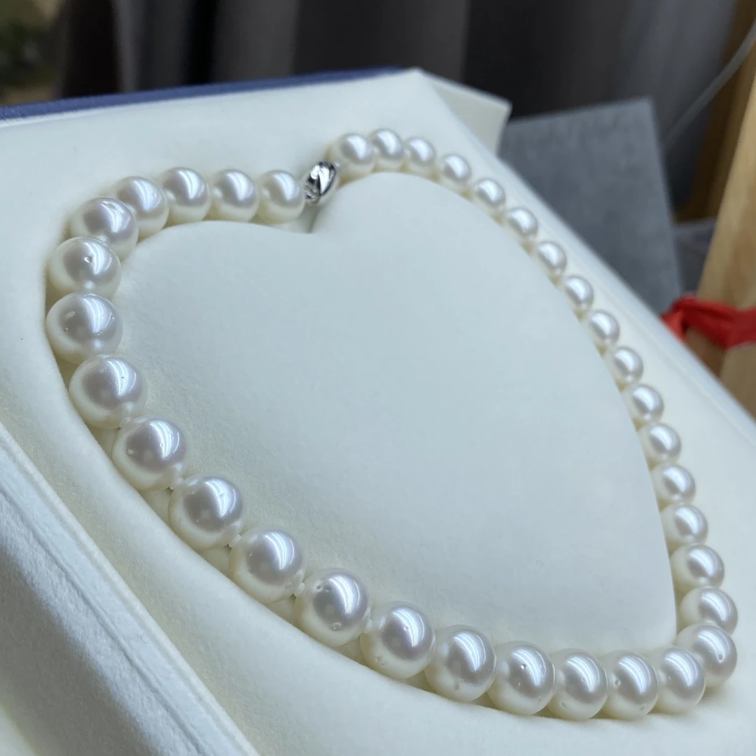 天然海水澳白珍珠项链11-12mm正圆强光微瑕s925银扣44-45cm