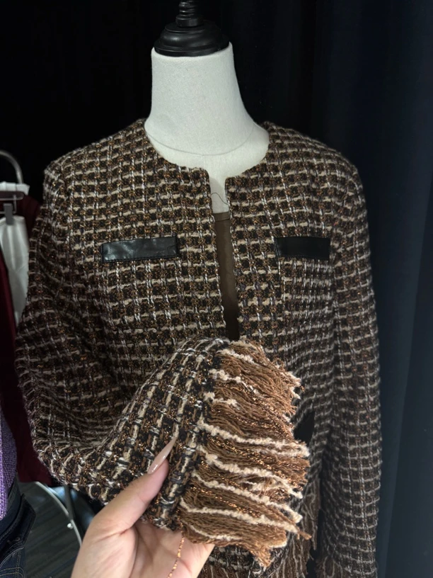 薄款秋季厚款短款休闲风短外套格子秋冬春季纯欲风