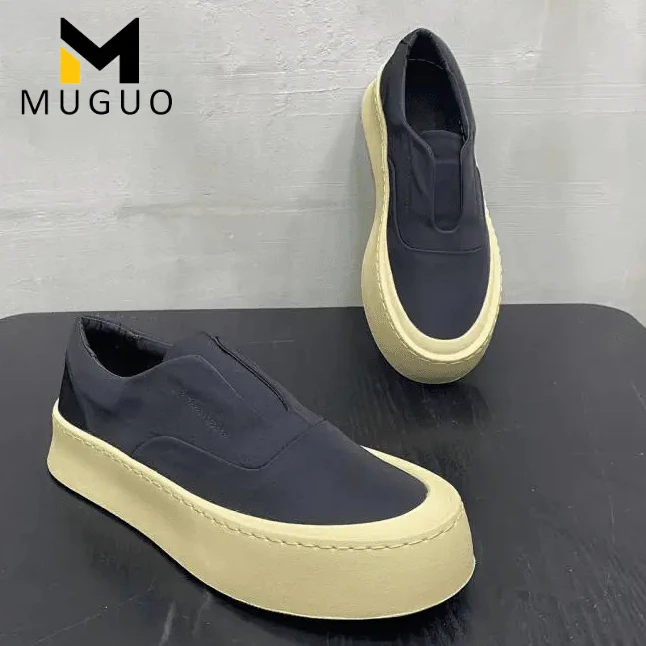 帆布鞋日系夏季男鞋透气冰丝一脚蹬懒人鞋工作百搭厚底舒适青少年