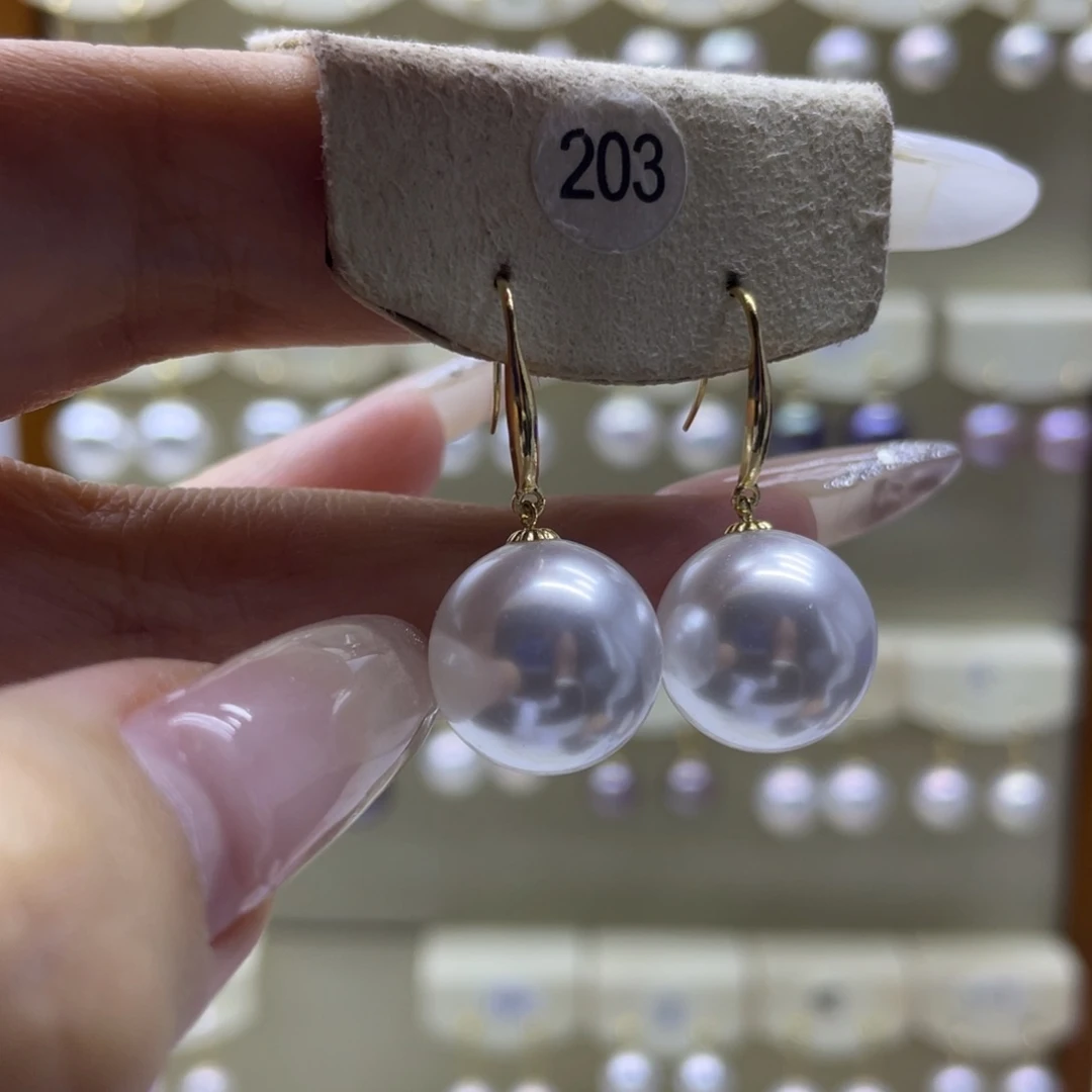淡水珍珠耳饰18K金镶嵌