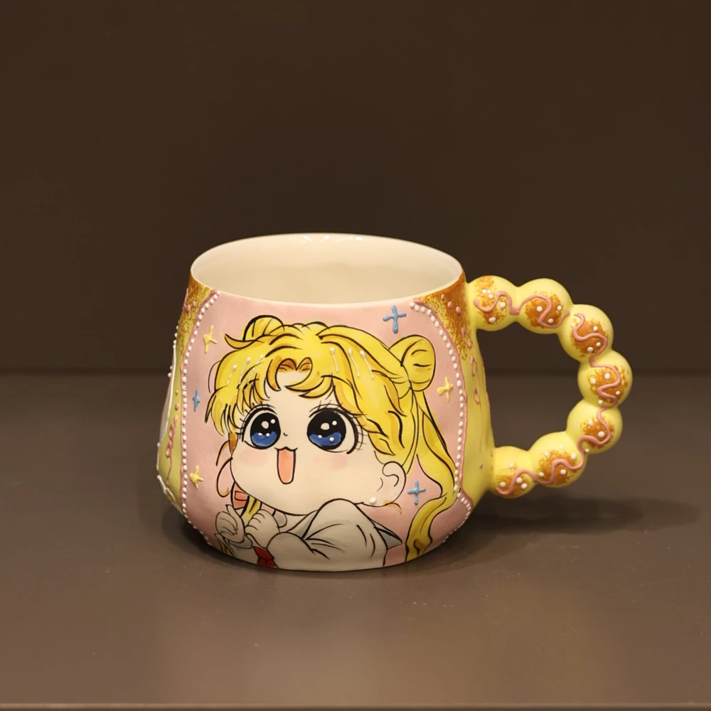 644美少女面包把手咖啡杯