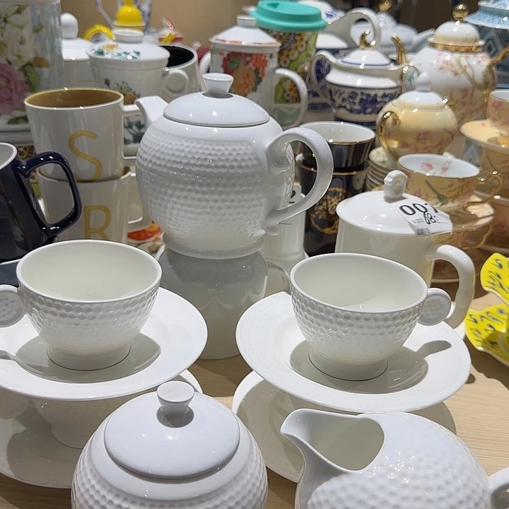 瓷高尔夫白瓷1壶4杯4碟1糖缸1奶壶