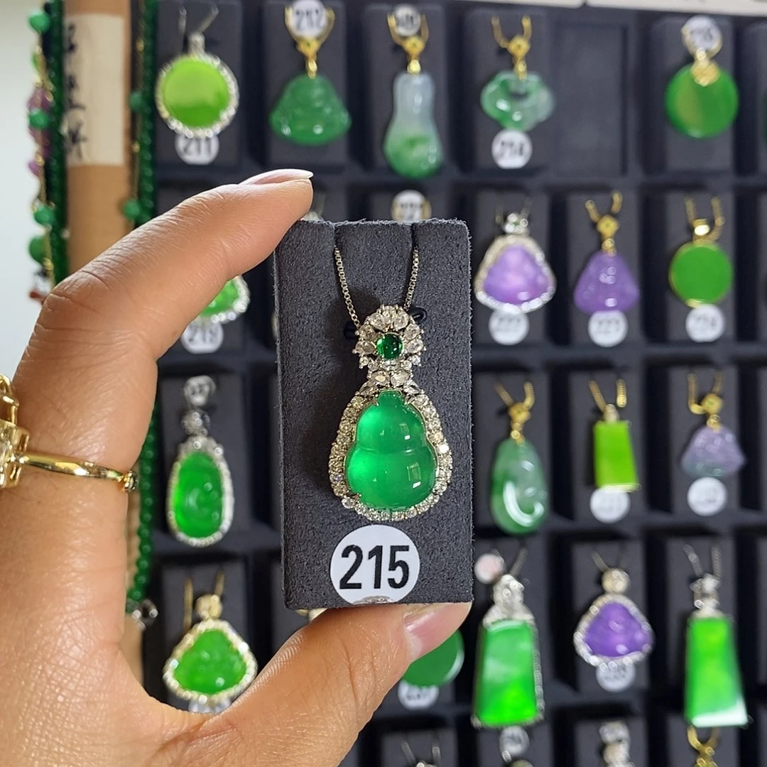 银S925镶嵌翡翠耳饰215