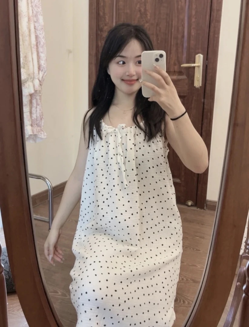 纯棉纱布吊带睡裙