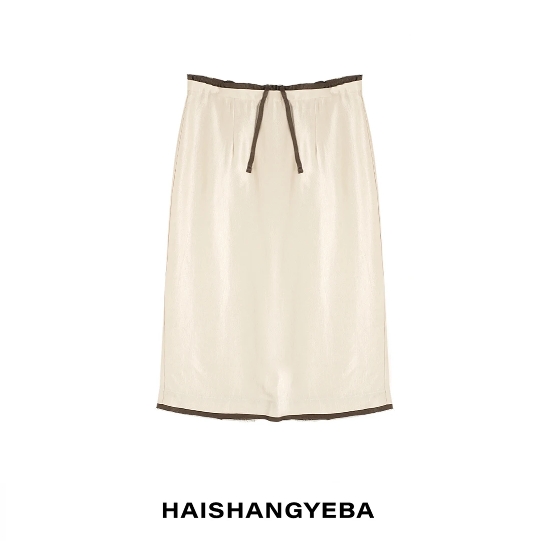 【海上叶爸】新款2025夏季百搭醋酸休闲通勤直筒半身裙