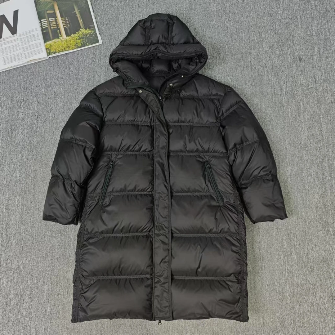 84030余小鱼 【暖宝包】黑色拉链连帽保暖长款休闲冬季羽绒服女装