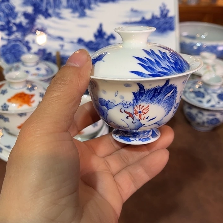 錡镇堂手工手绘盖碗