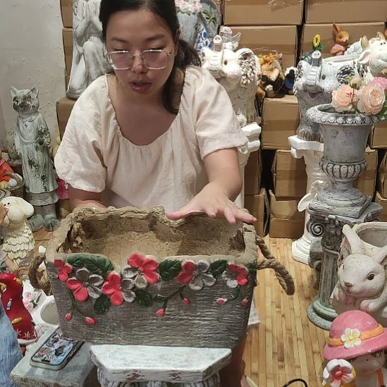合成树脂氧化镁复古长方形花缸