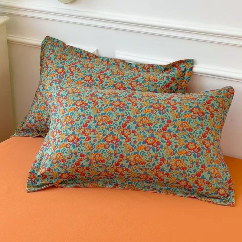 【西藏包邮】碎花枕套枕头套一对48x74c加厚家用枕头套