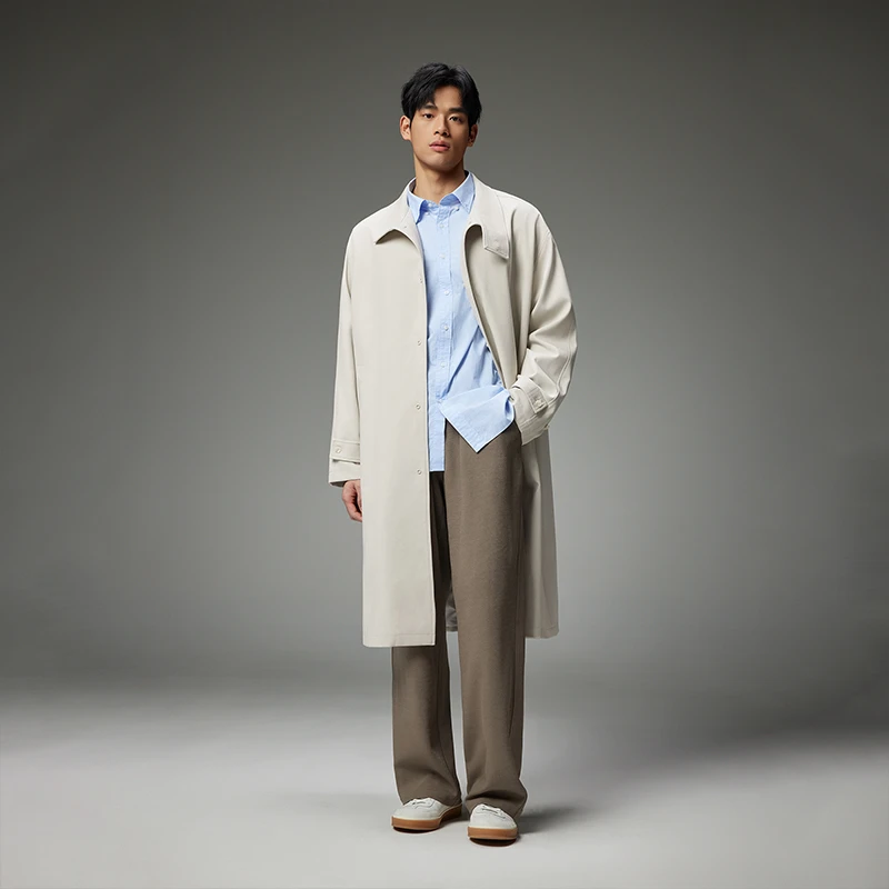 BODYDREAM男士风衣中长款含绵羊毛肌理感立领简约高级感休闲外套