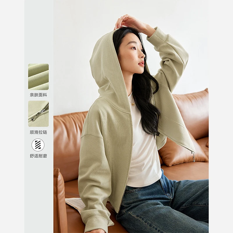 *美式连帽短款卫衣外套女2025新款时尚长袖开衫上衣M8867
