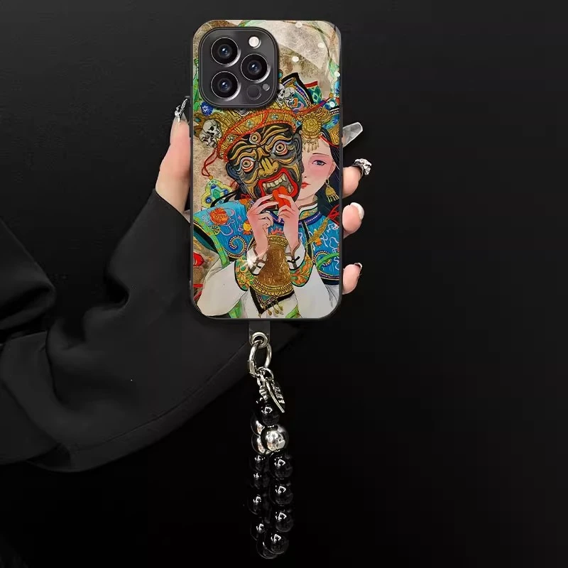 扎基拉姆适用苹果/oppo/华为/vivo/小米唐卡中国风电镀玻璃手机壳