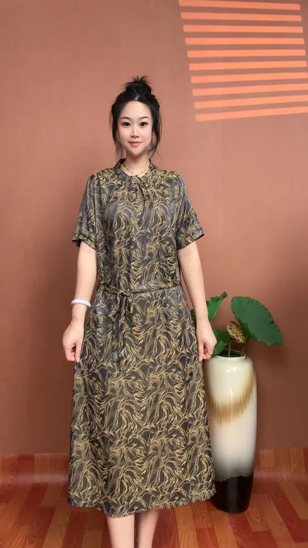 （金色海浪）简约复古洋气时尚显瘦气质女装宽松中长款连衣裙