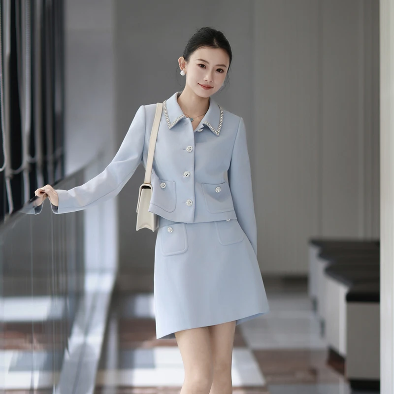 LIME/莱茵【千金美学】早秋名媛优雅梭织半裙雾霾蓝色LDGC6BWSK301