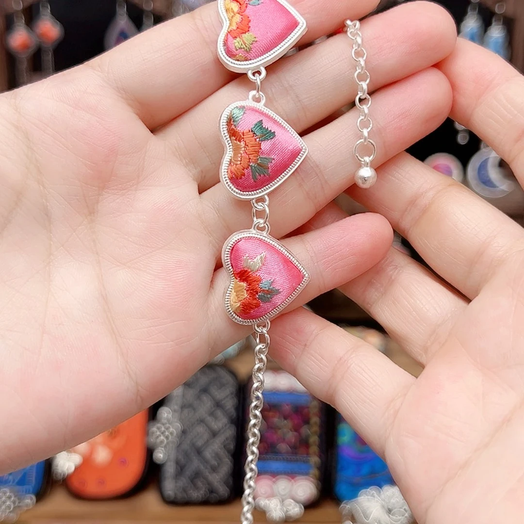 黄铜925银布艺手工刺绣