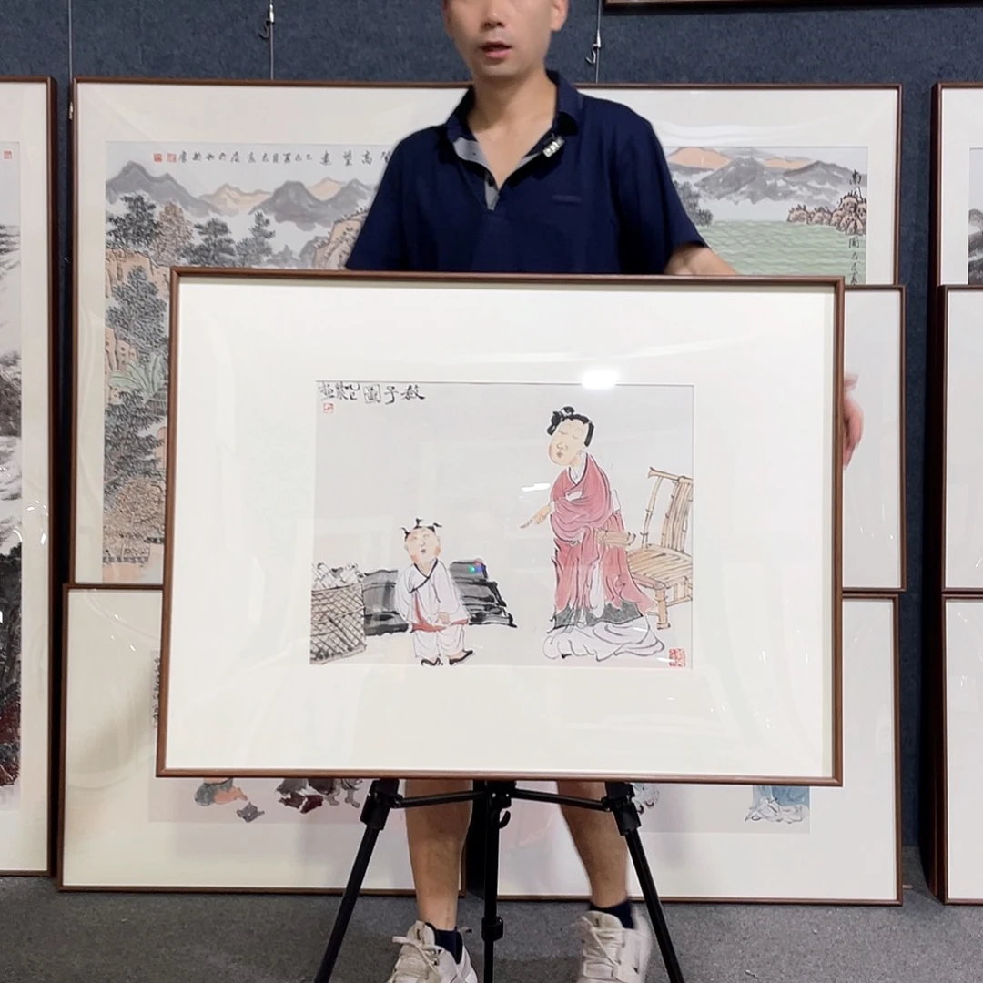 国画手绘画作品带框60-80厘米