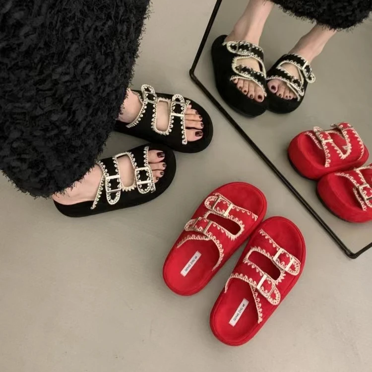 小丸子-艾微妮 夏季女士外穿一字拖鞋