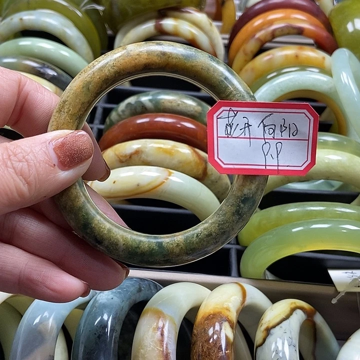 蛇纹石玉合金手镯花**阳