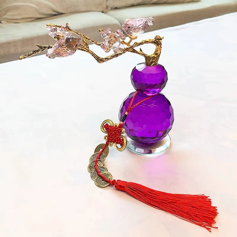 新中式水晶琉璃葫芦紫色家居装饰品工艺品