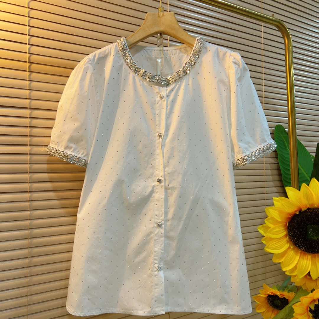 MYH夏季新款重工烫钻短袖T恤上衣