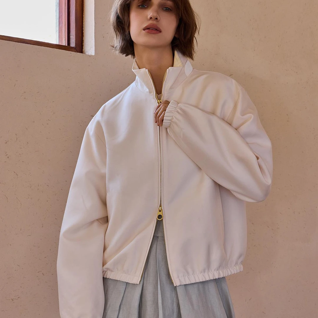 THE EASE【静奢系列】LP真丝羊毛、飞行服夹克真丝里衬外套WT26563