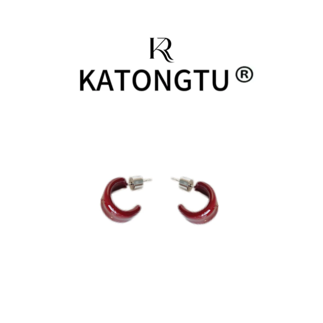 铜合金珐琅耳饰 KATONGTU 【月半弯】质感小耳圈简约耳钉DM2503066