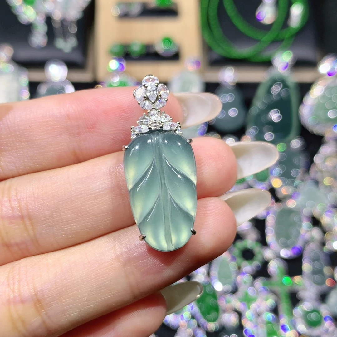 翡翠银S925镶嵌吊坠(不含链)