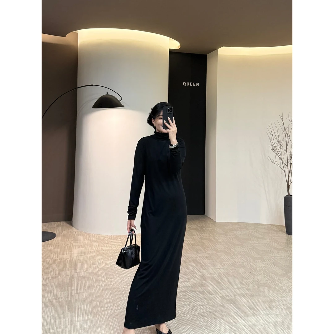 美丽定制极简高领高弹女人味长裙170斤以内(22259)