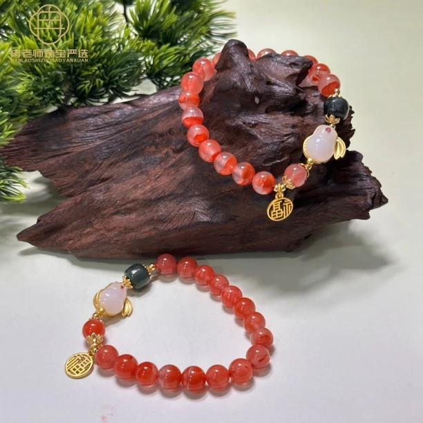 HJC18天然南红手串7mm+多样性发其一