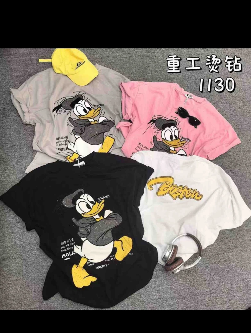 四色跑步鸭宽松休闲洋气体恤