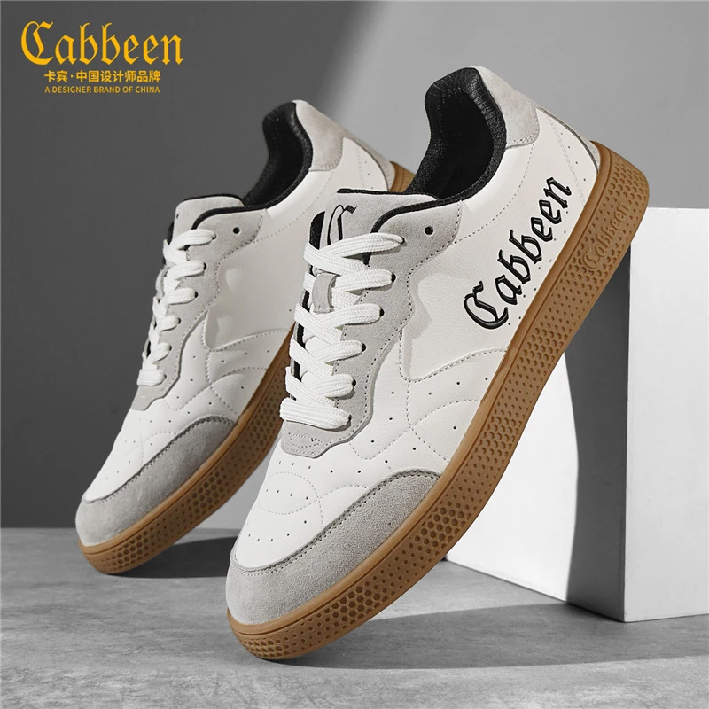 卡宾男鞋2025新款德训阿甘鞋男士白色百搭软底潮流复古休闲板鞋