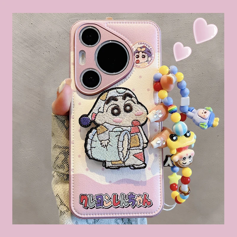 适用华为pura70pro+手机壳70Ultra卡通p60pro刺绣小新mate70pro