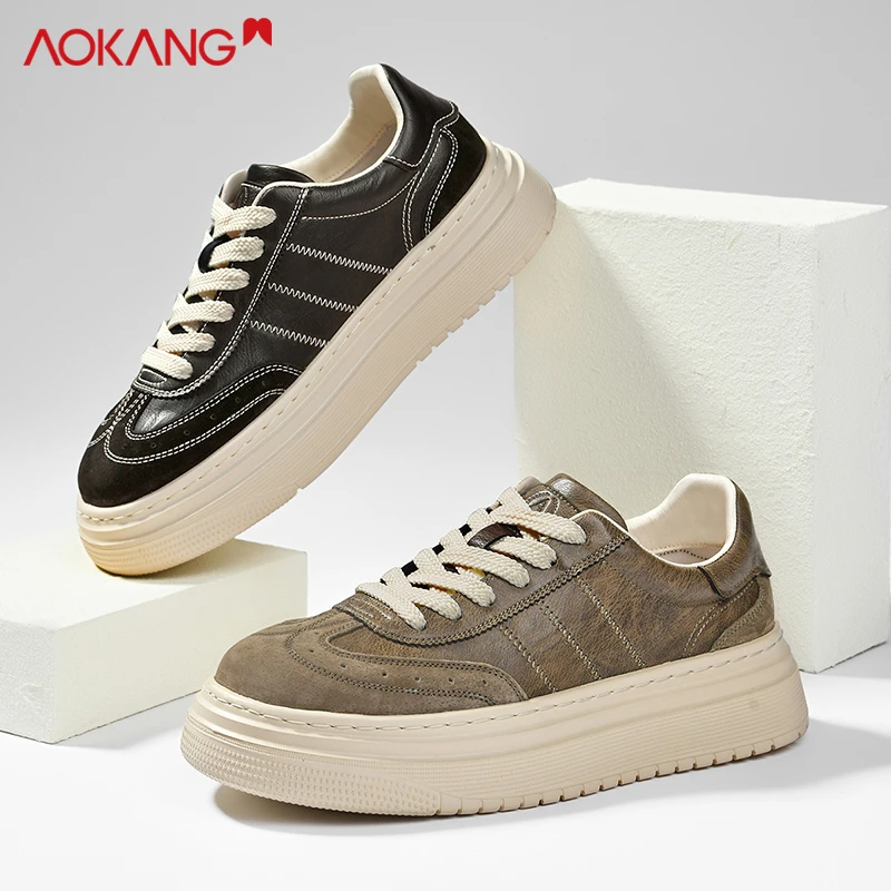 Aokang/奥康官方旗舰店官网正品男鞋冬季复古板鞋时尚品质休闲鞋