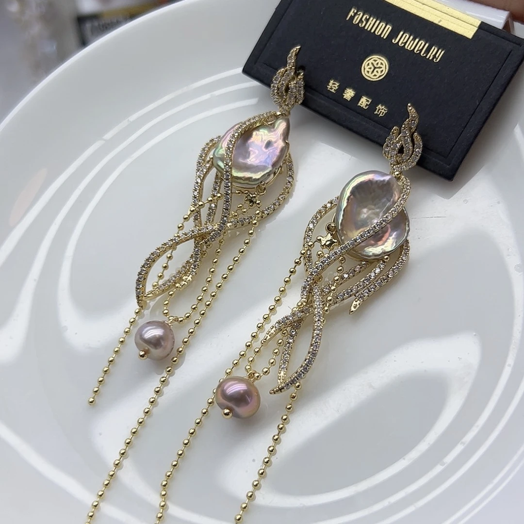 耳饰淡水珍珠银S925镶嵌