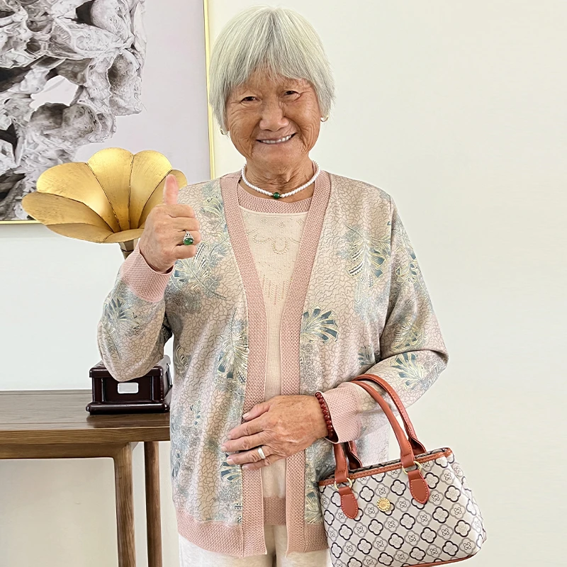【清仓】奶奶装春秋新款中老年女装气质真两件针织上衣妈妈洋气开衫