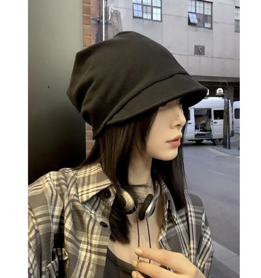 鸭舌堆堆帽女秋冬高级感大头围网红冷帽显脸小护耳日系慵懒风帽子