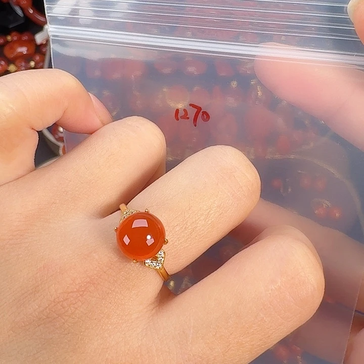 南红玛瑙银S925镶嵌戒指