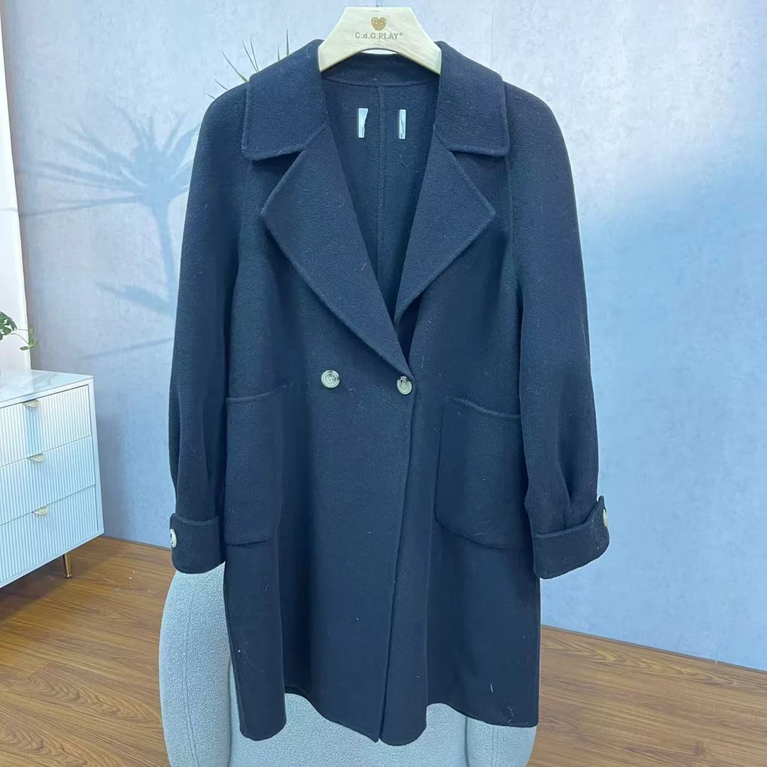 秋S系列  F316  女装时尚撤柜呢大衣黑色