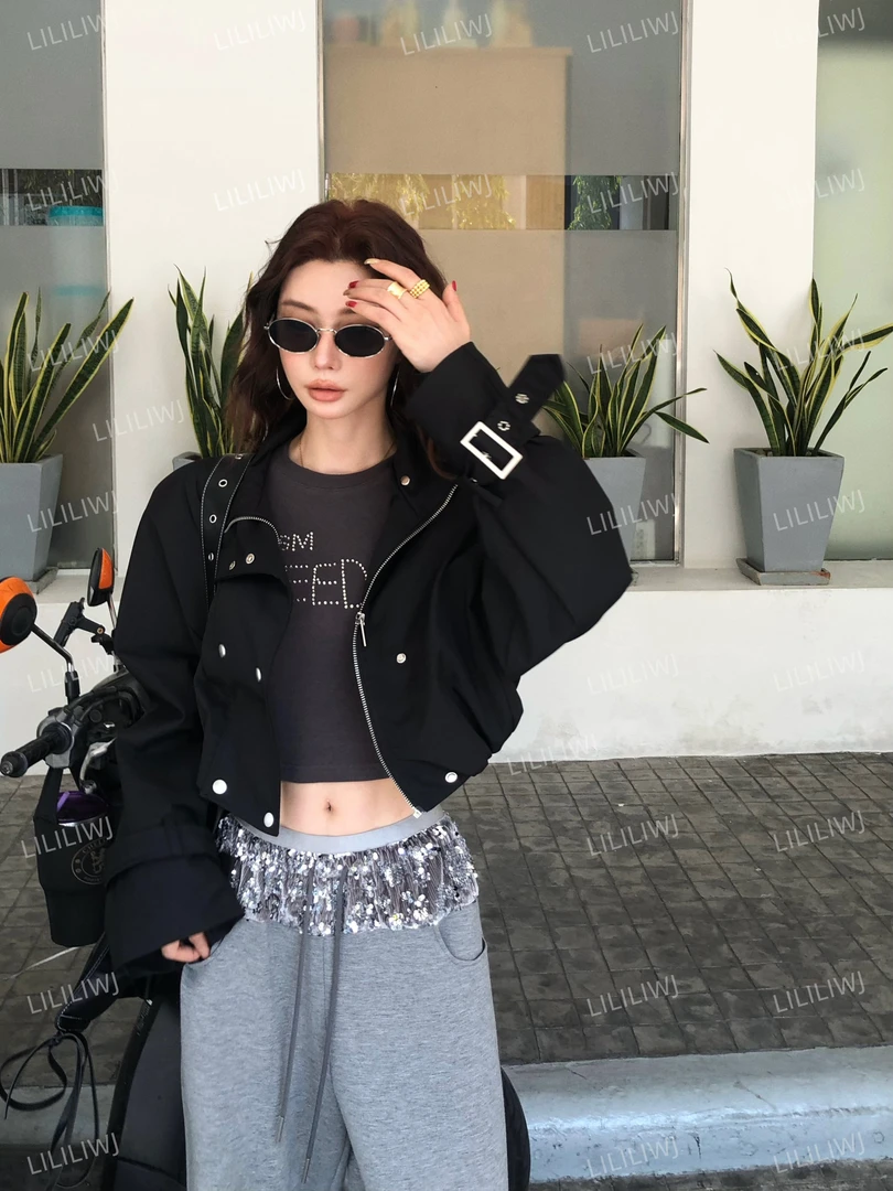 【婉君】早春时尚休闲百搭短款潮流宽松短外套LWJ25A1C163