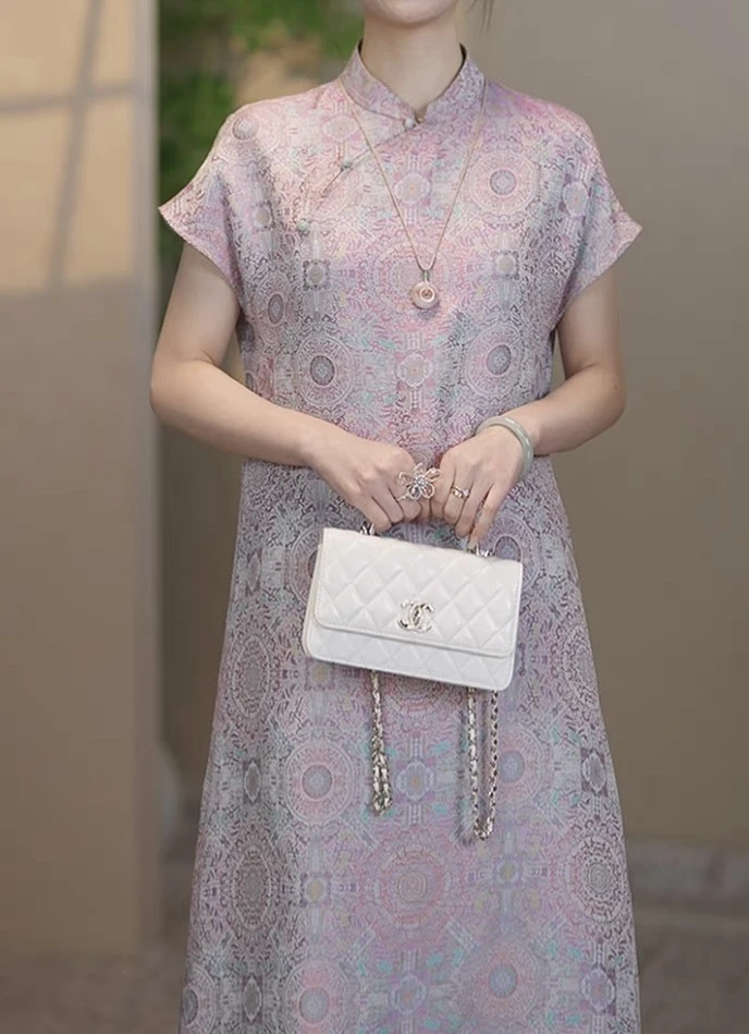 【朝花夕拾】新中式双面穿复古气质国风旗袍连衣裙2025B0608桃桃