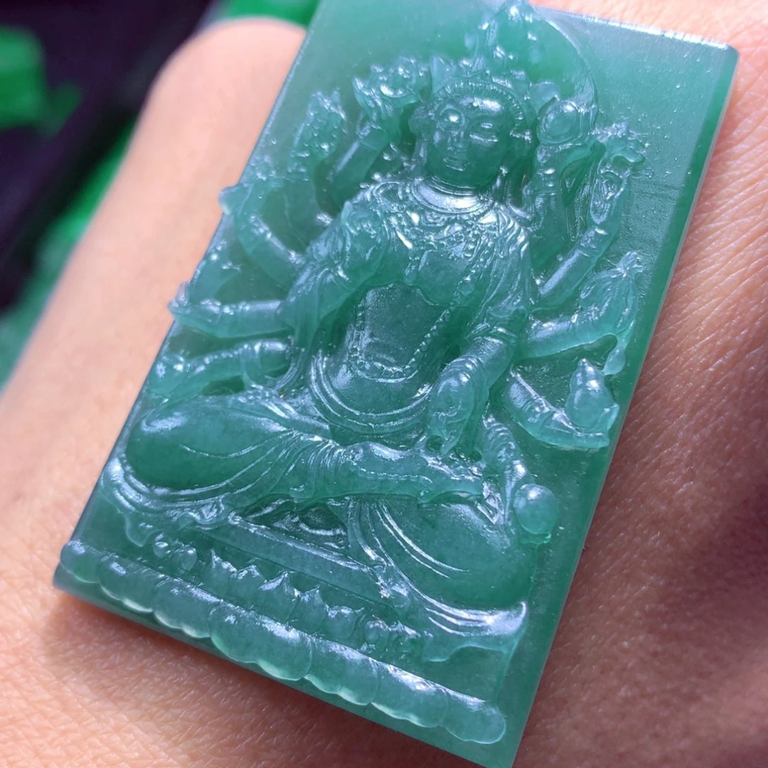 定制翡翠未镶嵌天然翡翠A货毛货挂件