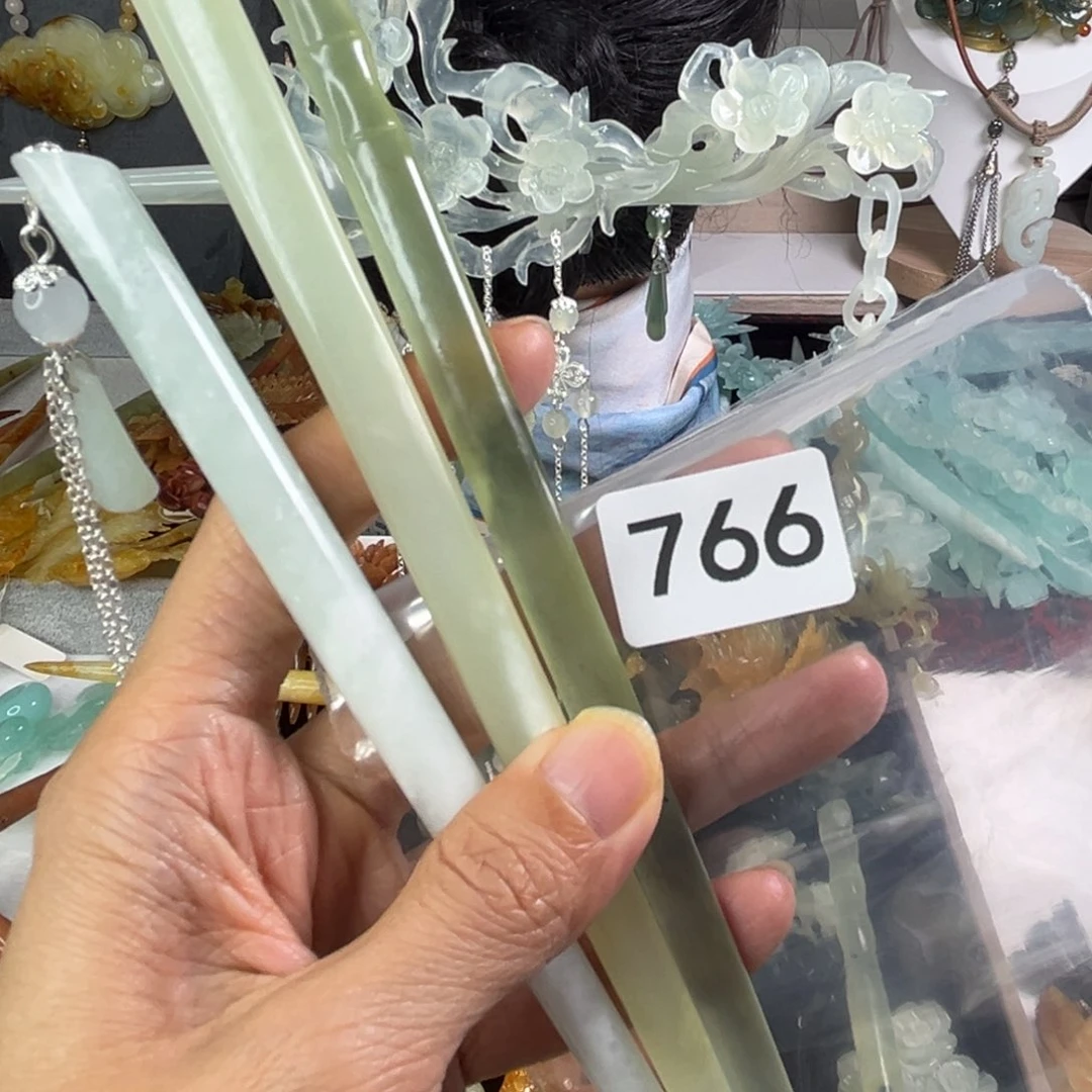 岫玉未镶嵌发饰云*染