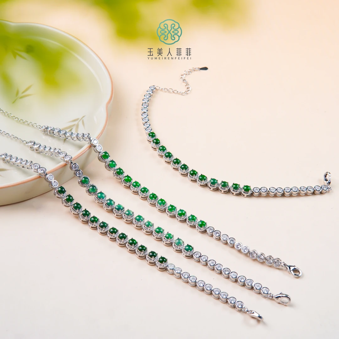 石惑珠宝~翡翠蛋面手链约4mm*多样性发一