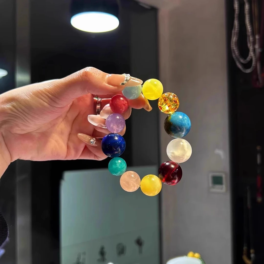 铜合金手链 明星同款彩色多宝手串女2025新款蔷薇粉色高级感手饰