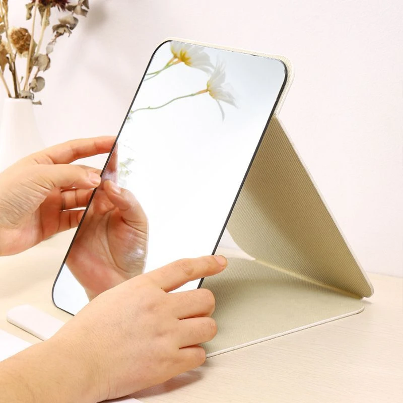 （牛哥粉丝福利）皮艺床上的可折叠网红高清镜子宿舍用实木质桌面